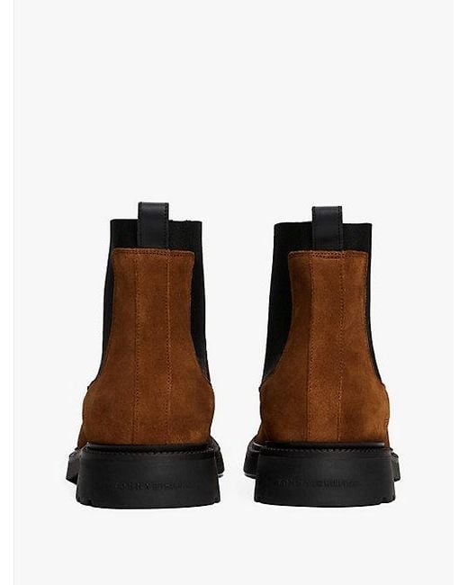 Tommy Hilfiger Lichtgewicht Suède Chelsea Boots in het Brown voor heren