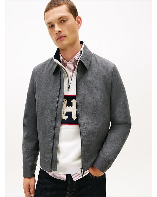 Tommy Hilfiger Gray Smart Casual Wool Blend Zip-Thru Jacket for men