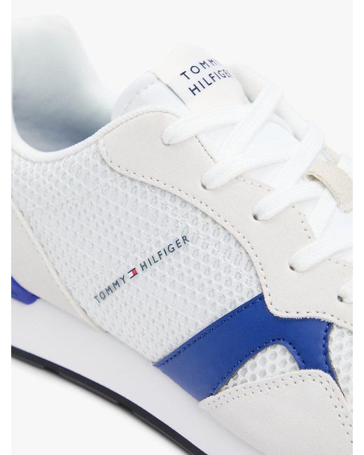 Tommy Hilfiger White Mixed Texture Mesh Cleat Trainers for men