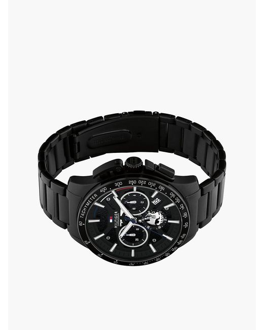 Tommy Hilfiger Black Ionic-Plated Stainless Steel Chronograph Watch for men