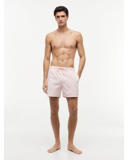 Tommy Hilfiger White Ithaca Embroidery Mid Length Swim Shorts for men