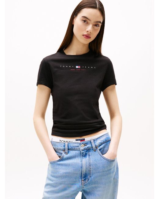 Tommy Hilfiger White Linear Logo Slim T-shirt