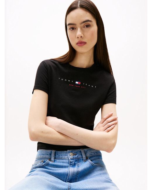 Tommy Hilfiger White Linear Logo Slim T-shirt