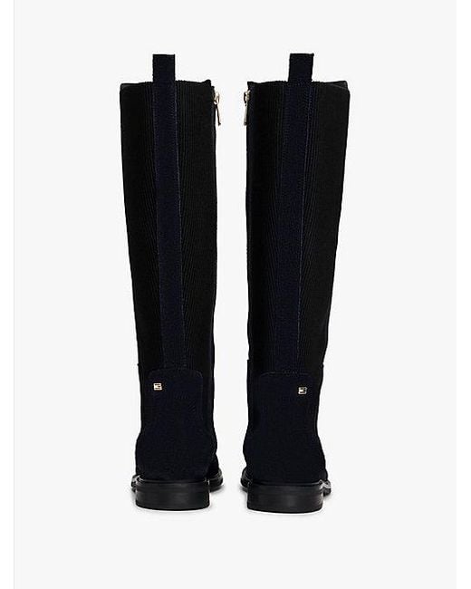 Tommy Hilfiger Overknee Laars Van Suède in het Black