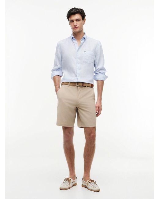 Tommy Hilfiger Blue Regular Fit Washed Pure Linen Shirt for men