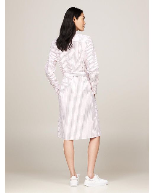 Tommy Hilfiger Natural Embroidery Stripe Regular Shirt Dress