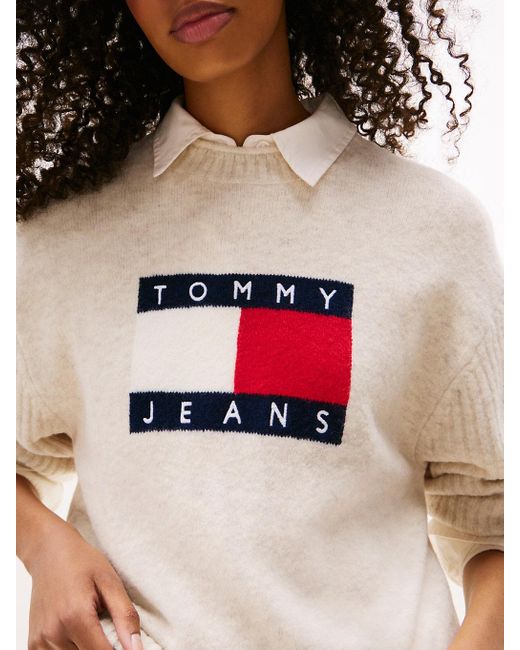 Pull Décontracté À Drapeau Tommy Tommy Hilfiger en coloris White