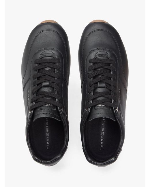 Tommy Hilfiger Black Low Profile Logo Leather Trainers for men