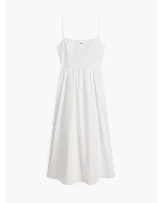 Tommy Hilfiger White Crinkle Poplin Strap Maxi Dress