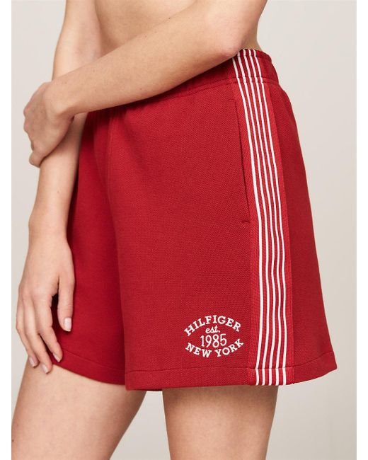 Tommy Hilfiger Red Sport Varsity Stripe Tape Shorts
