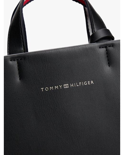 Shopper Con Tracolla Ed Etichetta Con Logo di Tommy Hilfiger in Black