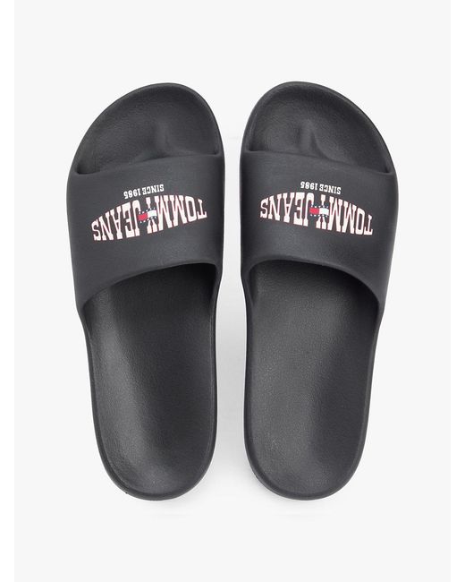 Tommy Hilfiger White Wavy Flag Logo Slides for men
