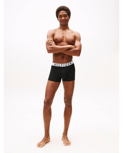 Tommy Hilfiger Black 3-Pack Microfibre Logo Waistband Trunks for men