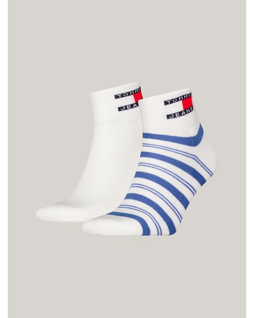 Tommy Hilfiger Blue 2-pack Stripe Logo Ankle Socks