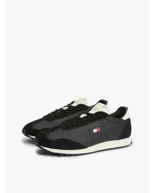Tommy Hilfiger Black Retro Archive Runner Trainers With Leather for men