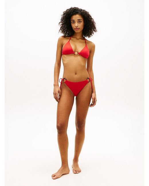 Tommy Hilfiger Red Tortoiseshell Ring Slim Triangle Bikini Top