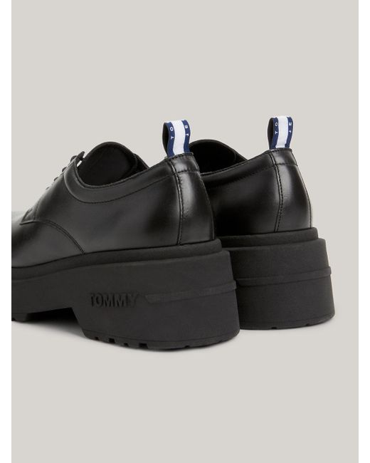 Tommy Hilfiger Chunky Cleat Leather Derby Shoes in Black | Lyst UK