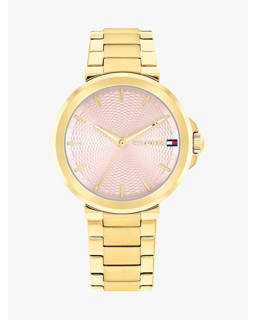 Tommy Hilfiger Metallic Blush Dial Gold-plated Chain-link Watch
