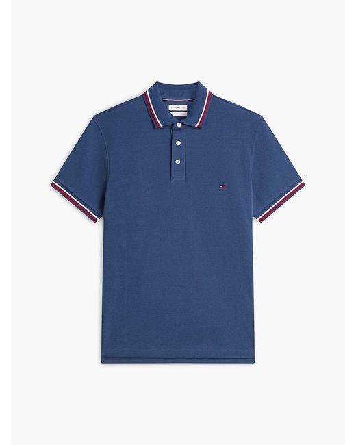 Tommy Hilfiger Blue Slim Fit Tipped Pique Polo Shirt for men