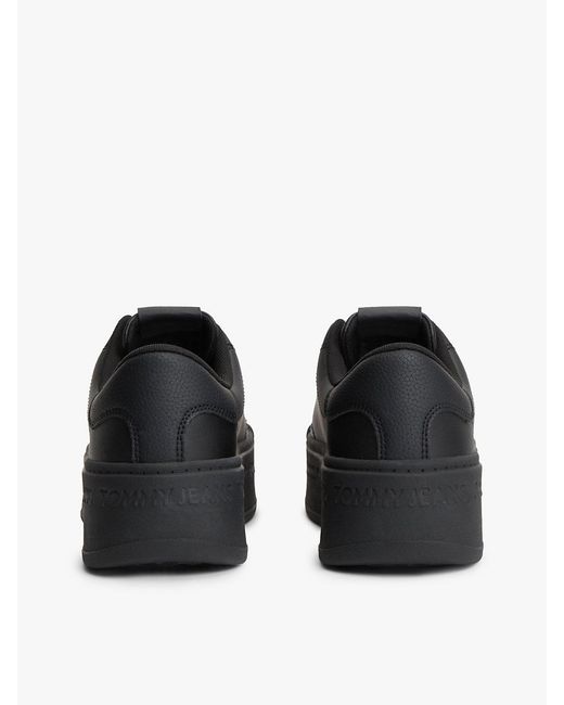 Tommy Hilfiger Black Platform Cupsole Trainers With Leather