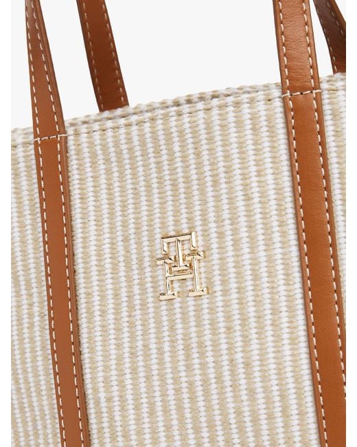 Tommy Hilfiger Natural Th Monogram Crossbody Beach Tote Bag