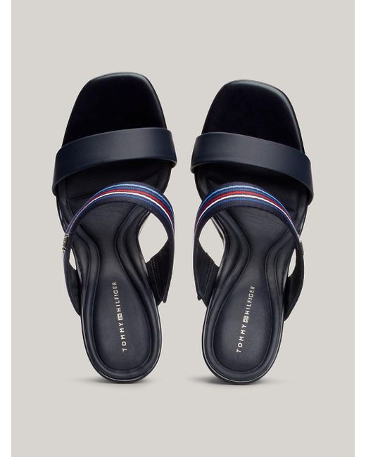 Tommy Hilfiger Blue Global Stripe Block Heel Sandals