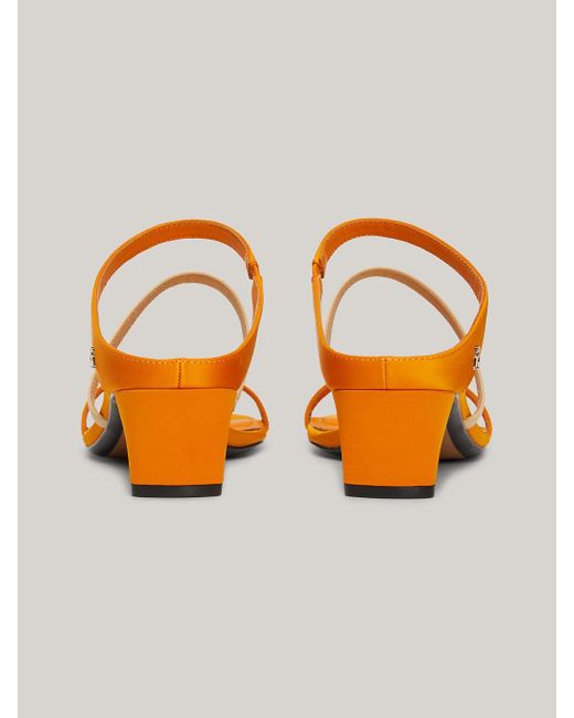 Tommy Hilfiger Orange Satin Strap Mid-heel Sandals