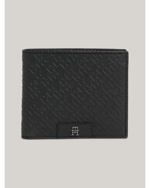 Tommy Hilfiger Black Th Monogram Leather Credit Card And Coin Wallet for men