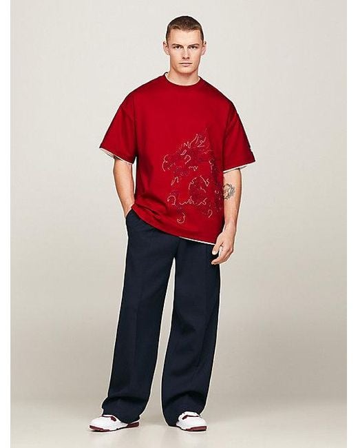 Tommy Hilfiger Tommy x CLOT genderneutrales T-Shirt mit Drachen in Red für Herren