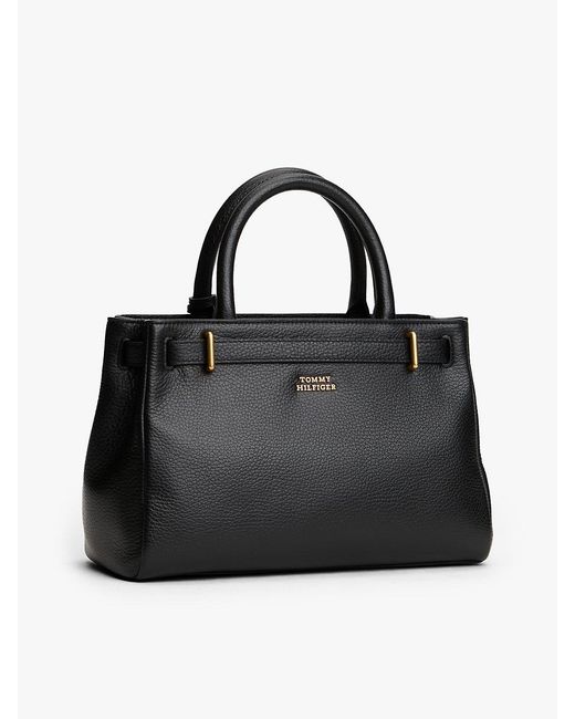 Tommy Hilfiger Black The American Icon Leather Tote Bag
