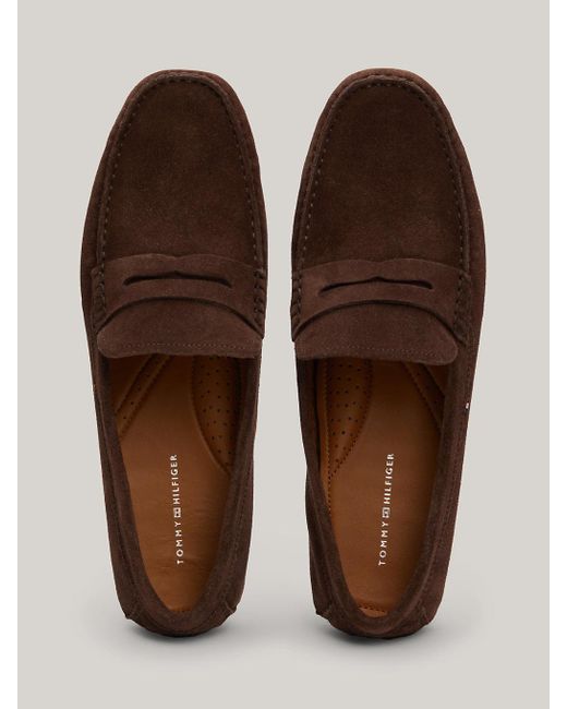 Chaussures de conduite en daim crantées Tommy Hilfiger pour homme en coloris Brown