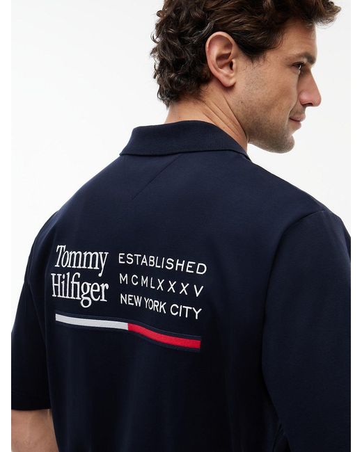 Tommy Hilfiger Blue Oversized Fit Back Logo Polo Shirt for men