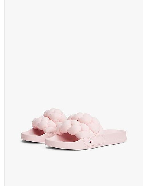 Tommy Hilfiger Slide Met Gevlochten Band in het Pink