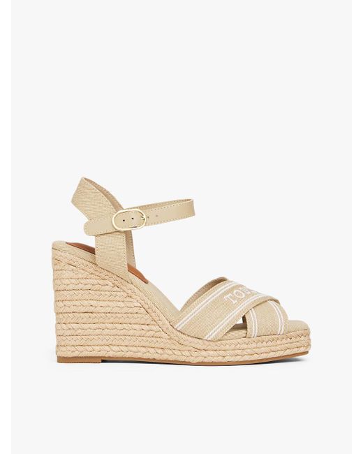 Sandali Espadrillas Con Zeppa di Tommy Hilfiger in Natural