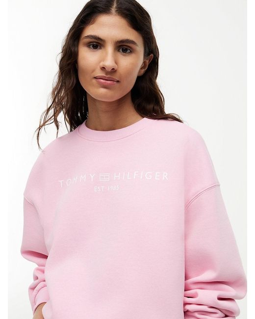 Tommy Hilfiger Pink Logo Relaxed Fleece Sweatshirt