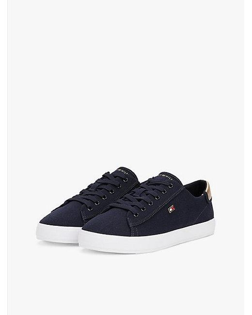 Tommy Hilfiger Blue Canvas-Sneaker Mit Metallic-Besatz An Ferse