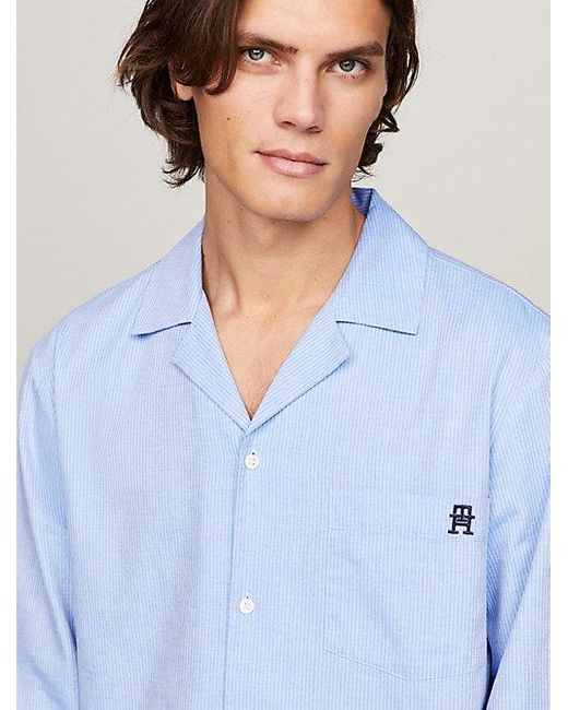 Tommy Hilfiger Th Monogram Geweven Pyjama-overhemd in het Blue voor heren