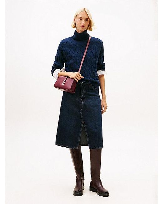 Tommy Hilfiger Relaxed Fit Kabeltrui Van Zachte Wol in het Blue