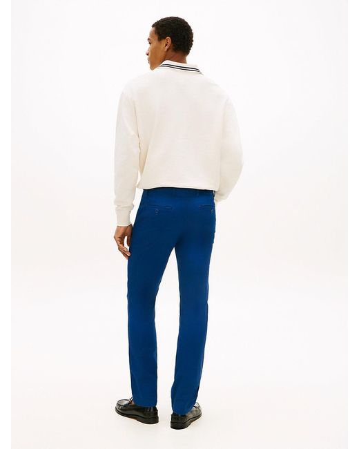 Tommy Hilfiger Blue Denton Slim Straight Twill Chinos for men
