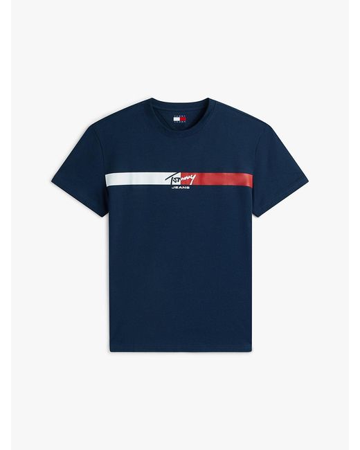 Tommy Hilfiger Blue Signature Logo Jersey T-Shirt for men