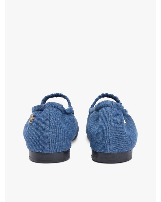 Tommy Hilfiger Blue Canvas Elasticated Strap Ballerinas