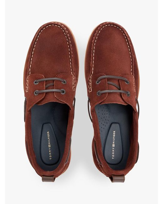 Tommy Hilfiger Brown Suede Cleat Lightweight Boat Shoes for men