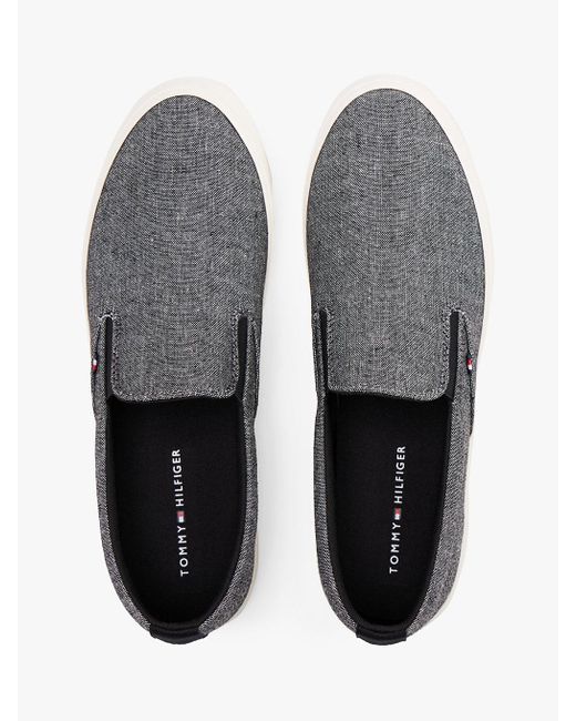 Baskets Slip-On En Toile De Lin Tommy Hilfiger pour homme en coloris White