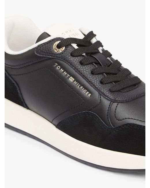 Tommy Hilfiger Black Embossed Th Monogram Leather Trainers