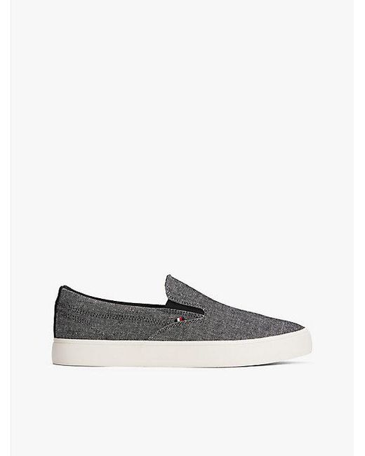 Tommy Hilfiger Linnen Chambray Instapper Met Platformzool in het White voor heren