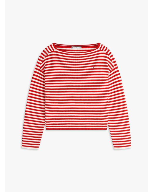 Tommy Hilfiger Red Flag Embroidery Boat Neck Jumper