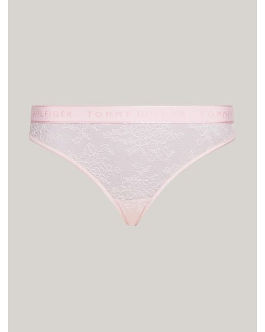 Tommy Hilfiger Pink Floral Lace Logo Hipster Briefs