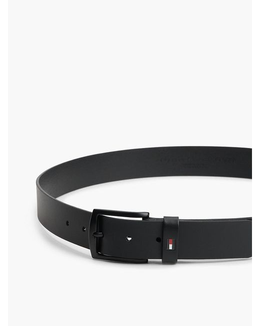 Tommy Hilfiger Black Denton Matte Leather Belt for men
