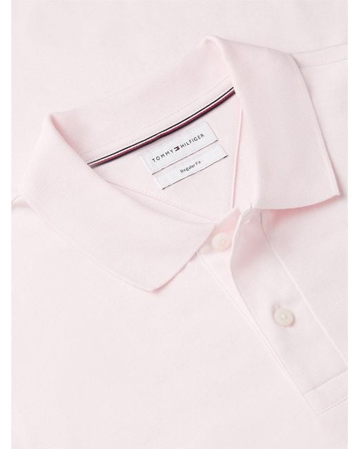 Tommy Hilfiger Pink Fluid Cotton Interlock Knit Polo Shirt for men