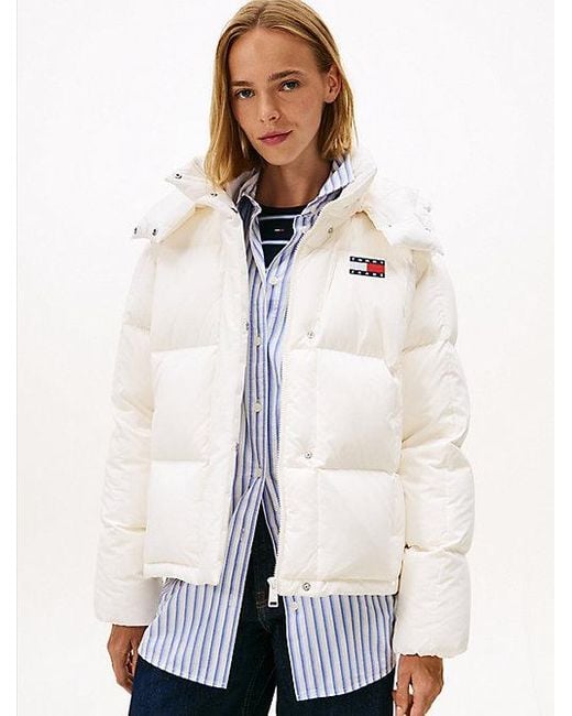 Tommy Hilfiger Alaska Pufferjack Met Donsvulling En Capuchon in het White